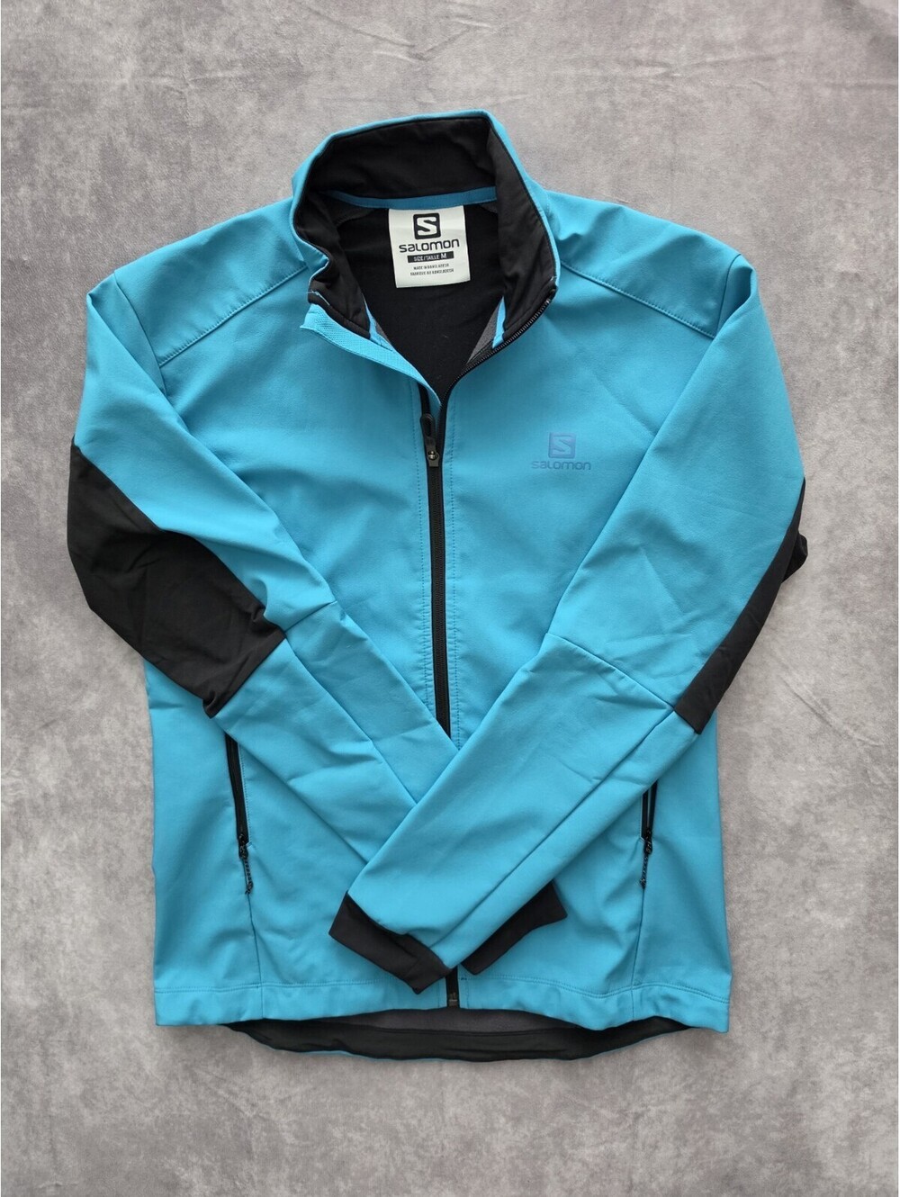 SKU0295 Salomon Womens Medium Softshell Jacket Blue Black Full Zip Outdoor Hike